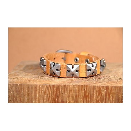 Bracelet en cuir PYRAMIDE - Homme, femme & Ados