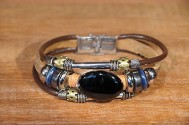 Bracelet cuir PERLES & PIERRE ONYX +de 20 modèles de pierre