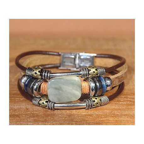 Bracelet cuir PIERRE AGATHE - perles  +de 20modèles pierre