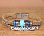 Bracelet cuir et pierre  HOWLITE ET METAL +de 10 sortes de pierre Taille ajustable