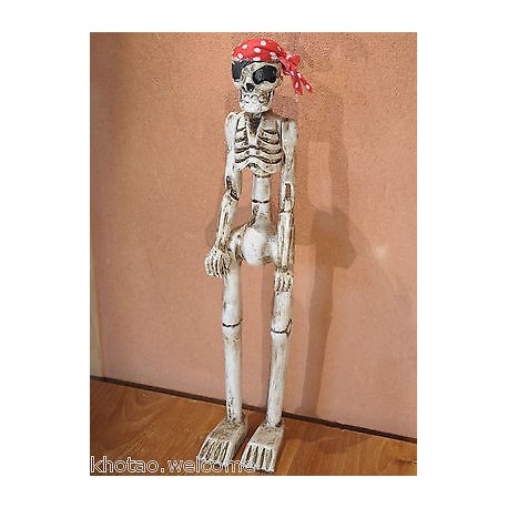 SQUELETTE EN BOIS sculpté -  crâne - squelette - DECO PIRATE - GOTHIQUE BIKERS