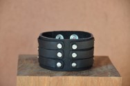 Bracelet en cuir / de force -noir ou camel - 3 BANDES RIVETS +de 200 designs