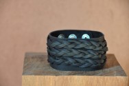 Bracelet en cuir / de force large - noir ou marron- 3 TRESSES +de 200 designs