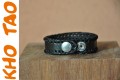 Bracelet cuir fin SURPIQURE COTON HUILE - NOIR ou MARRON