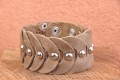 Bracelet cuir MULTI RONDS RIVETS original GRIS/MARRON