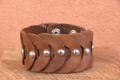 Bracelet cuir MULTI RONDS RIVETS original MARRON