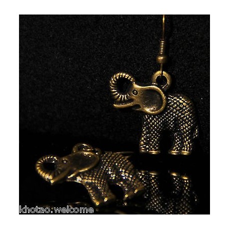 Boucles d'oreille ELEPHANT + de 60 DESIGNS métal doré patiné COULEUR BRONZE