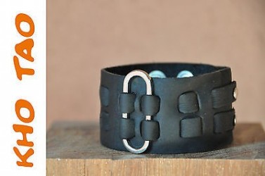 Bracelet cuir de force - Noir - Homme EPINGLE + de 200 Designs